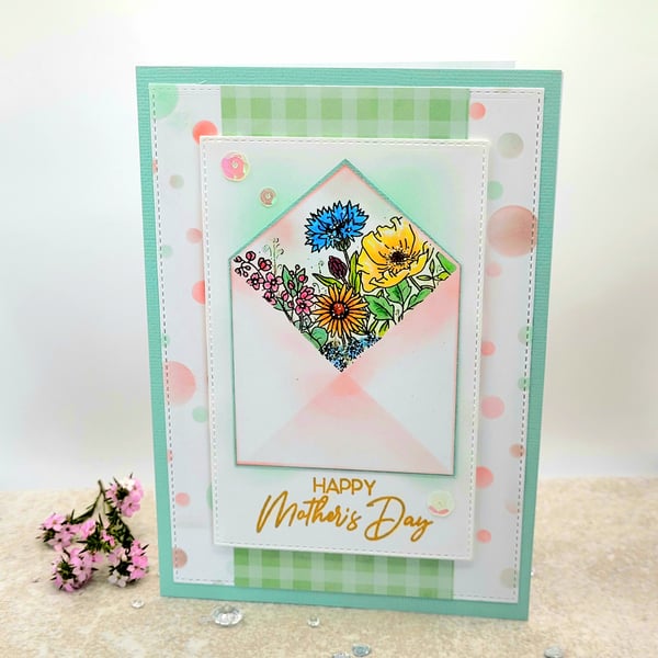  Mother's Day Card - handmade cards, mum, flowers, polka dots