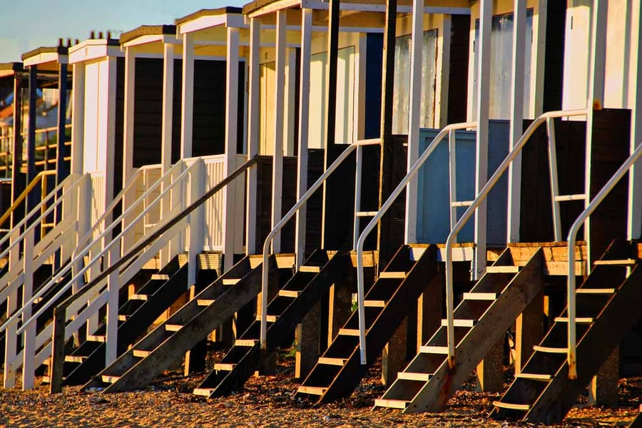 Thorpe bay beach huts Essex UK Photograph Print