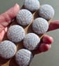 Set of eight scrap bag buttons -baby blue and oatmeal Harris Tweed - Image 5