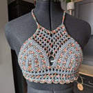 XS handmade crochet halter neck bralette top adjustable 