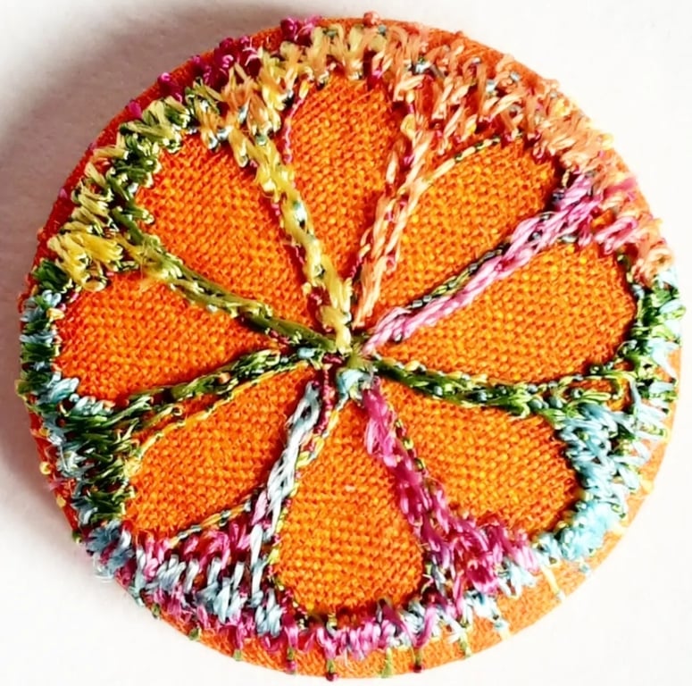 Buttons 1 inch button Hand Dyed Silks and Cottons Free Machine Embroidery Button