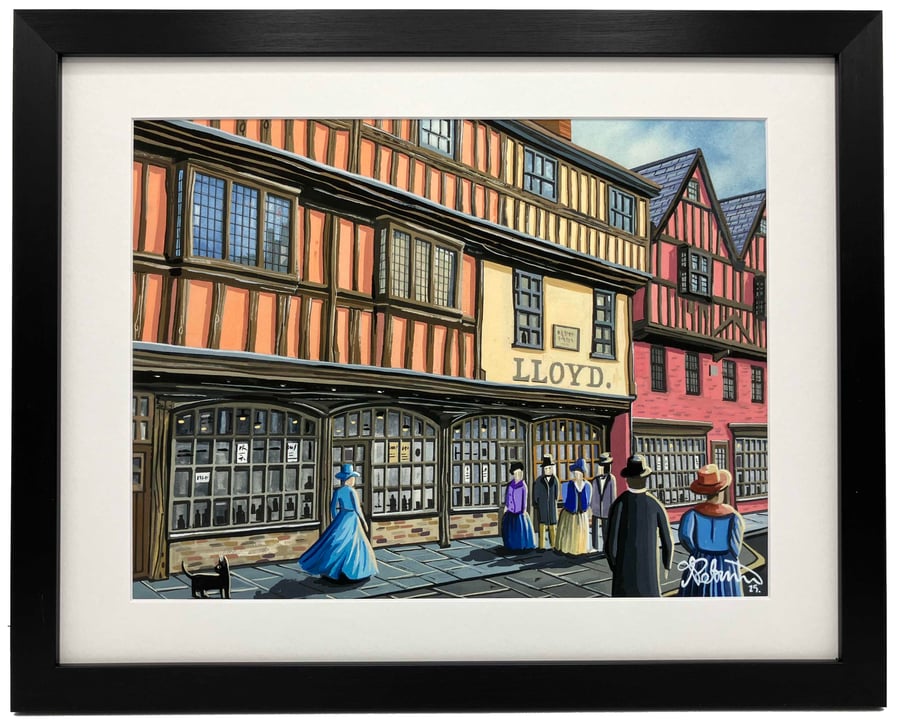 Gloucester, Retro Westgate. Cityscape Art Framed Art Print 14" x 11" Frame 