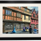 Gloucester, Retro Westgate. Cityscape Art Framed Art Print 14" x 11" Frame 