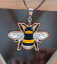 Wooden Bee Necklace - Hand Painted & Folksy
