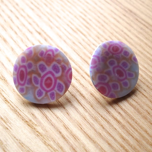 Patterned FIMO Disc Studs