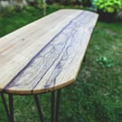 Handmade Black Limba Oval Coffee Side Table – Mid-Century Modern Hairpin Legs