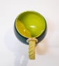 Mug Barley sugar handle Grass and Tidepool Green, durable stoneware Ceramic Mug. - Image 3
