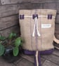Eco-Friendly Rucksack  - Handmade from Upcycled Materials - Purple and green - Image 4