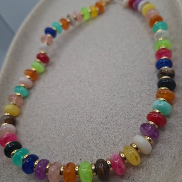 Rainbow Glow Beaded Necklace
