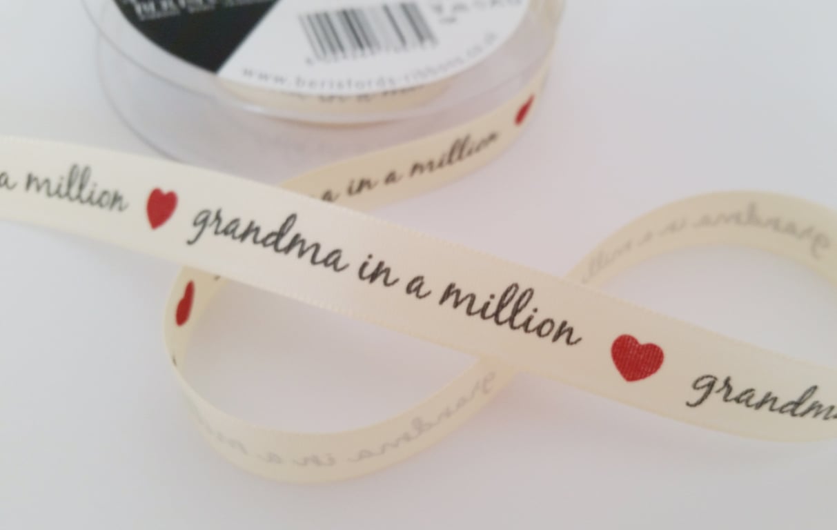 Grandma ribbon 16mm Christmas, Birthday gift wrap x 2 metres 