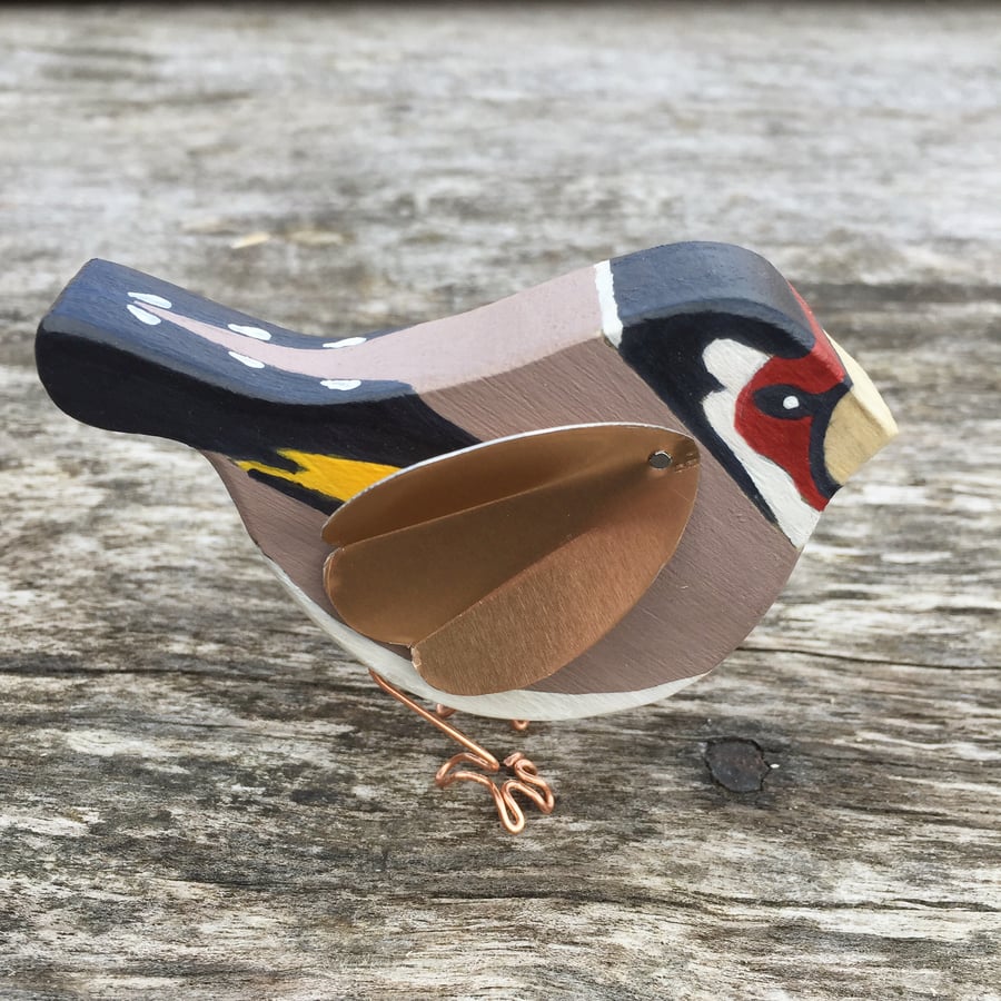 Handmade Wooden Goldfinch Ornament Gift