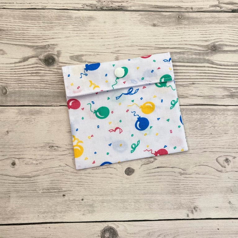 Balloon themed discreet sanitary pouch. Feminine products holder. Face mask bag.