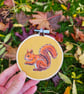 Red Squirrel mini hoop, handmade hanging decoration, embroidered - Image 2