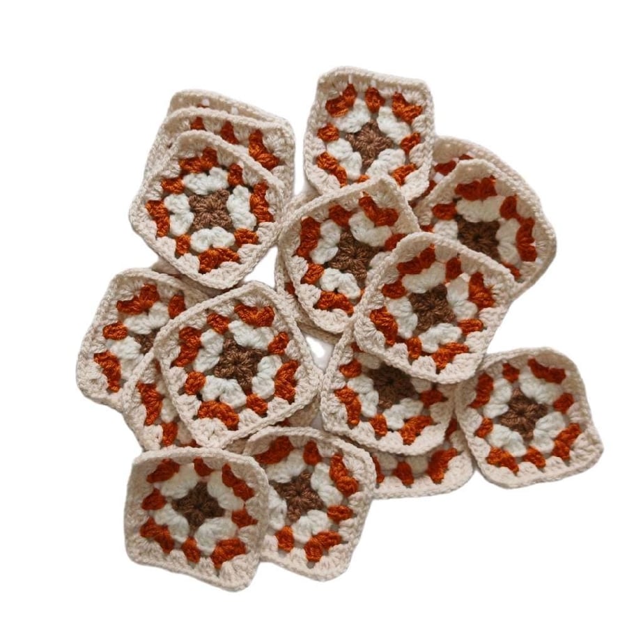 Crochet Granny Squares Autumn Acorn Glow Colour Scheme 3-inch Size