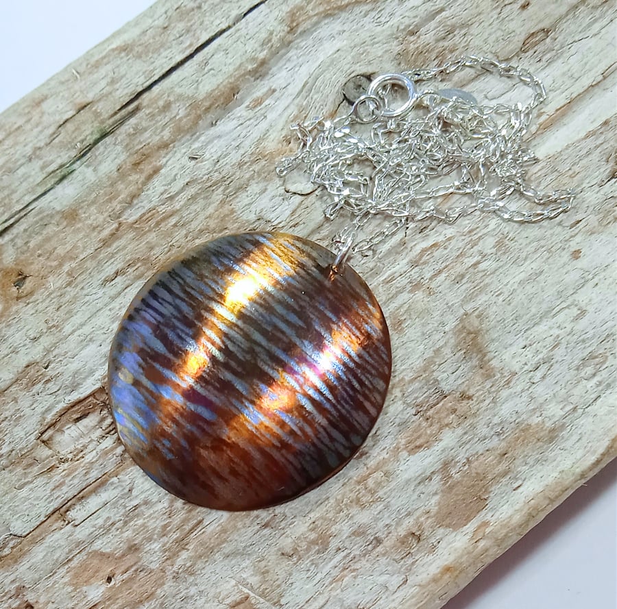  Handmade Coloured Titanium Disc Pendant Necklace - UK Free Post