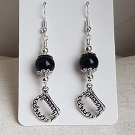 Gorgeous Black Obsidian and Vampire Fang Earrings