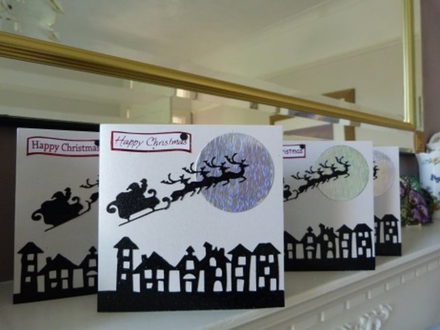 Pack of 5 Santas Sleigh Christmas Cards