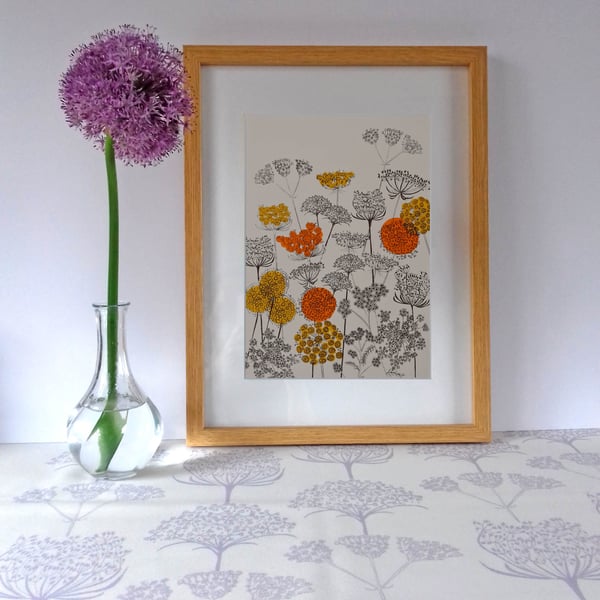 Verbena Border (Orange), original hand-pulled screen print