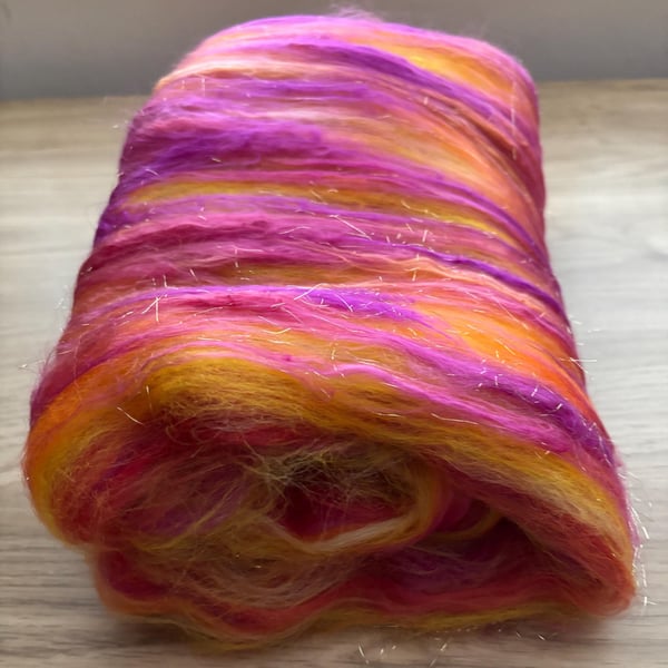 Art Batt for Spinning and Felting, Colour: Beautiful Sunset