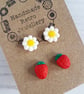 Strawberry and daisy two pack stud earrings - Image 2