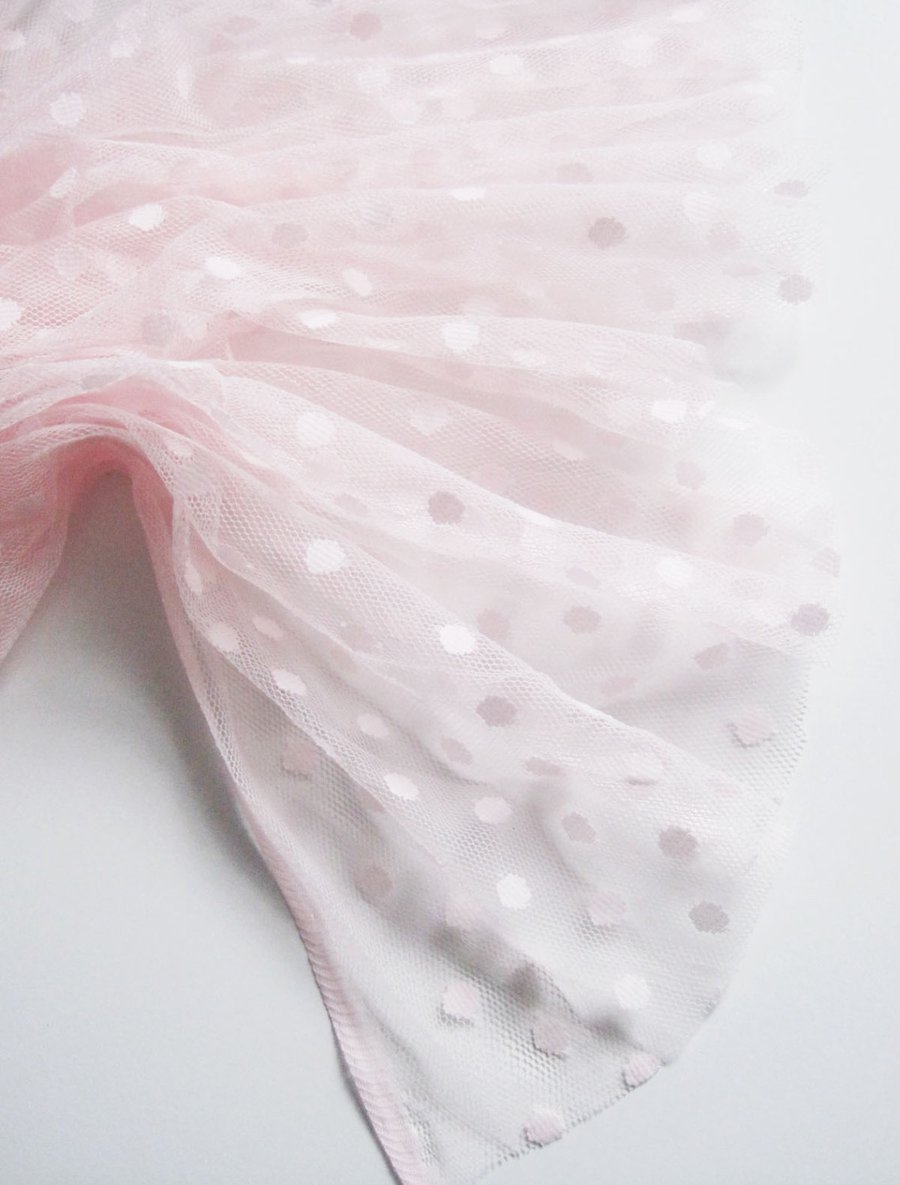 Pastel Pink spotty mesh tulle fabric