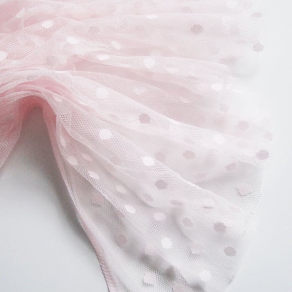 Pastel Pink spotty mesh tulle fabric