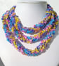 Hand Crocheted Multi Strand Pastel Fancy Wool Necklace Scarf - Image 1