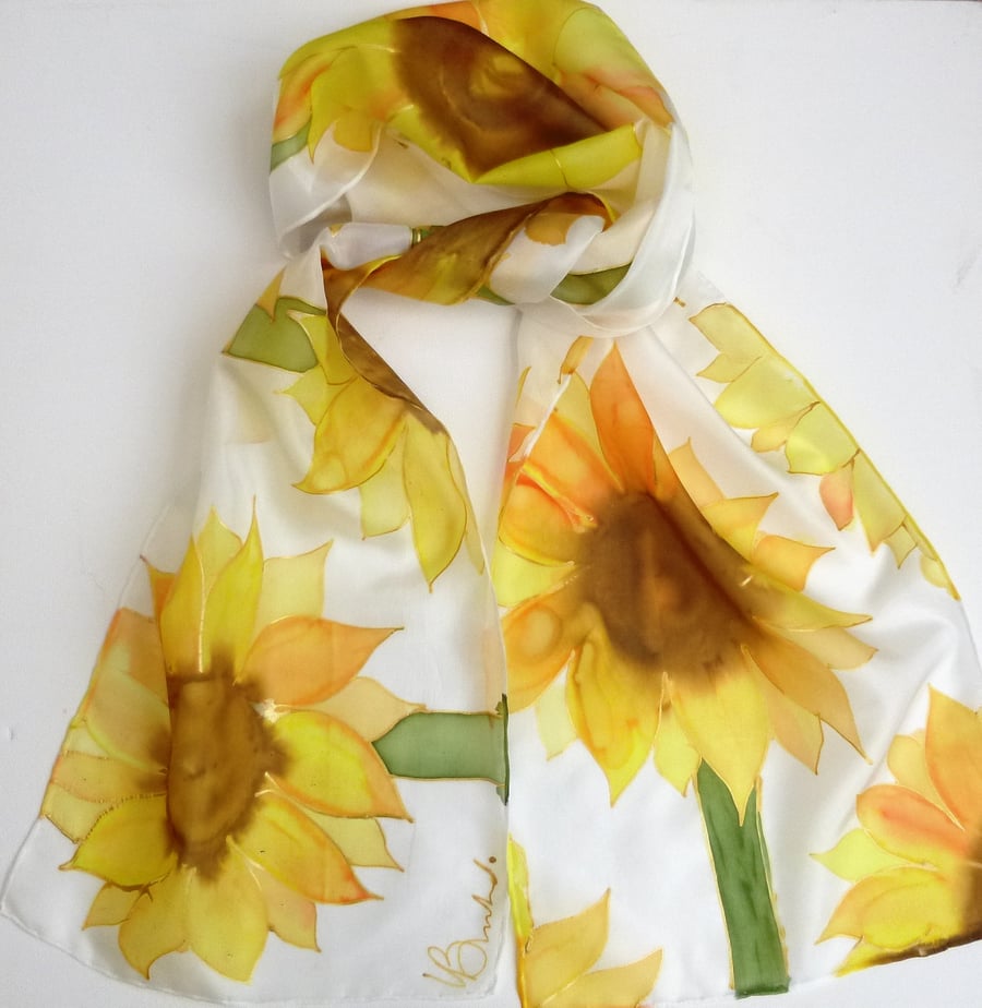 Sunflowers Silk Scarf - Folksy