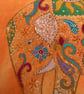 Tie dyed hand painted tote with paisley elephant design  - Image 4