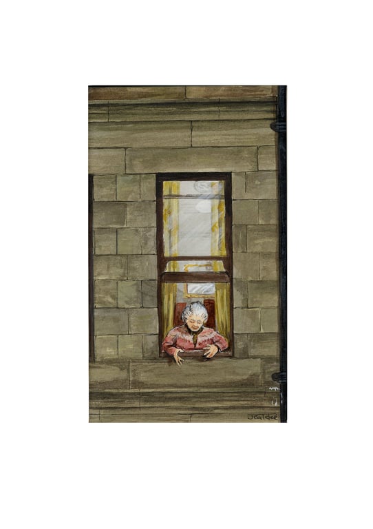 Glasgow Tenement Prints - Piece Oot Window Painting