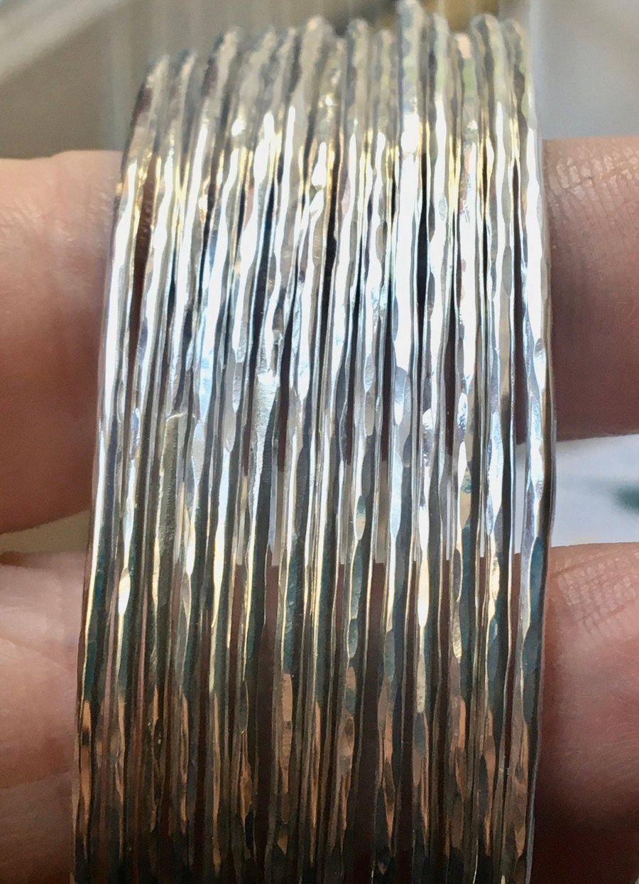 Sterling Silver Bangle - Stacking Skinny Silver Bangle 