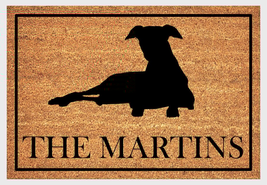 Whippet Door Mat No.3 - Personalised Whippet Welcome Mat - 3 Sizes