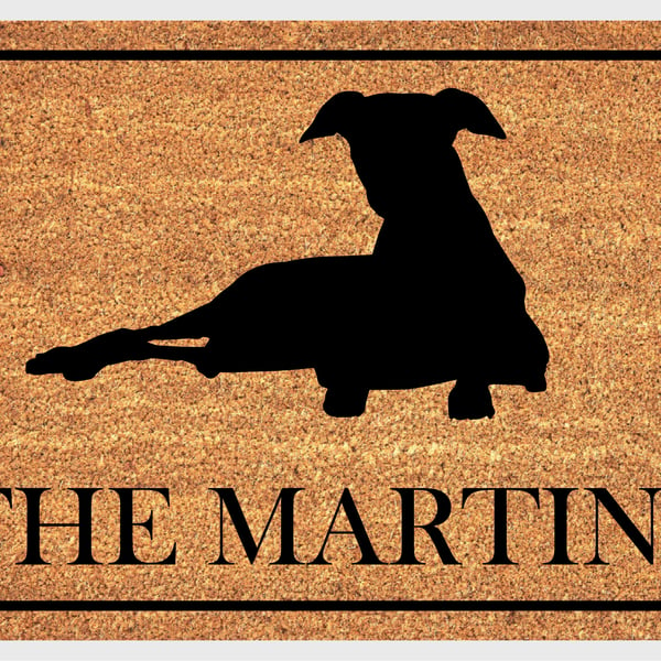 Whippet Door Mat - Personalised Whippet Welcome Mat - 3 Sizes