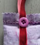 Hand Embroidered Pink Button Lavender Bag - Image 5