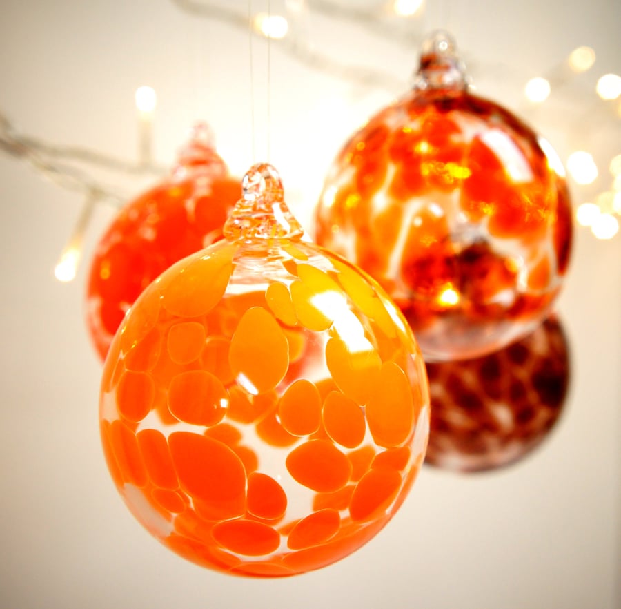 Pumpkin Orange Handmade Blown Glass Bauble
