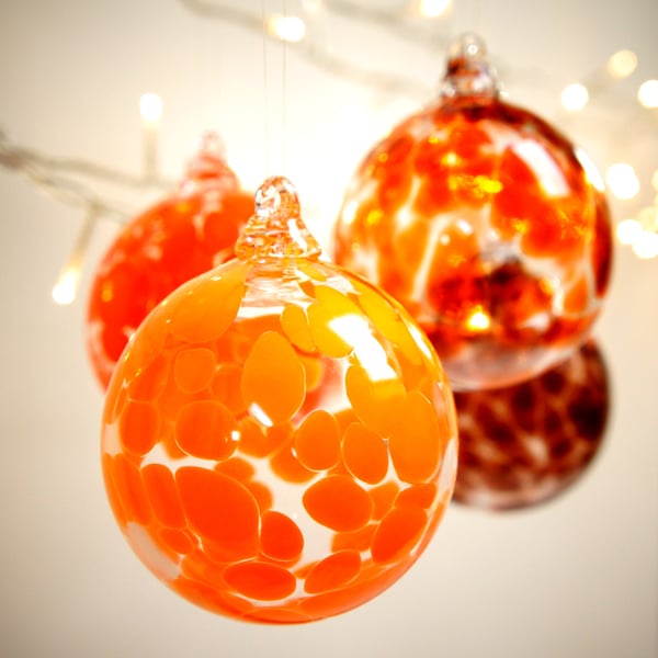 Pumpkin Orange Handmade Blown Glass Bauble
