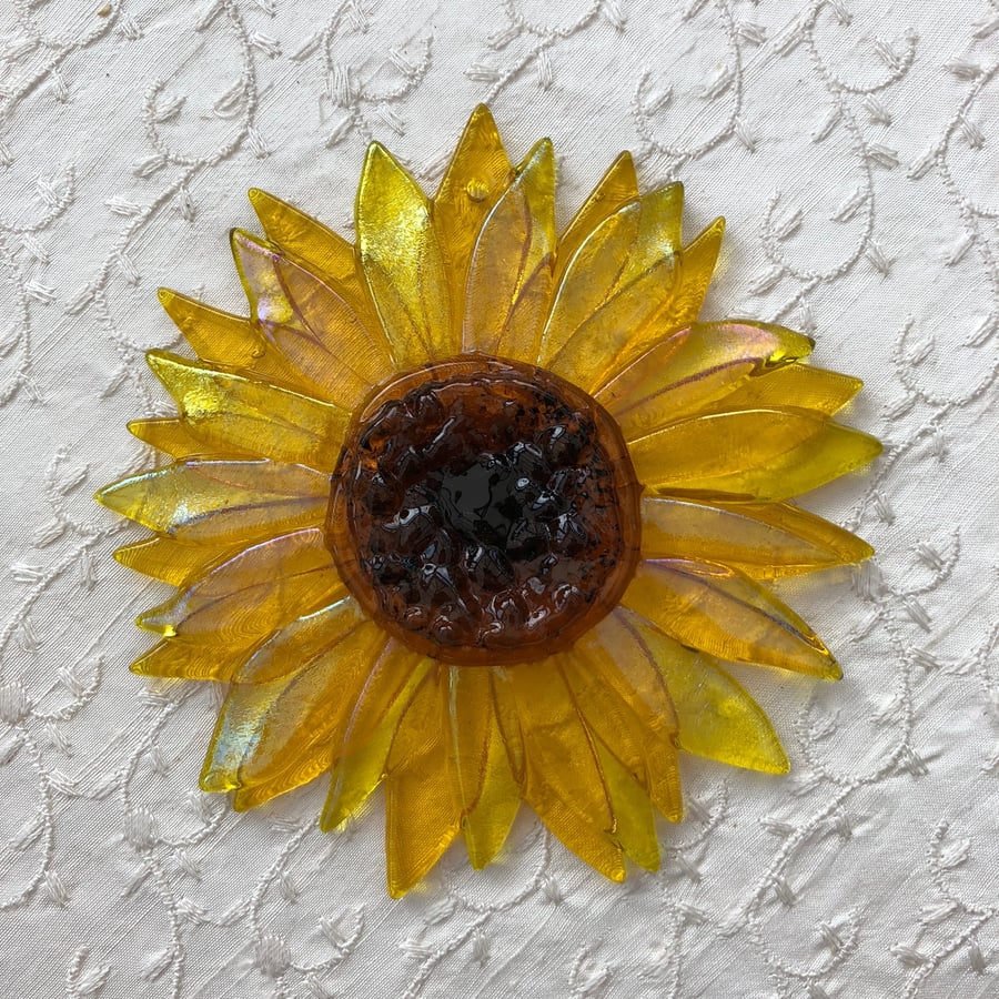 Sunflower, small glass suncatcher - hanging decoration