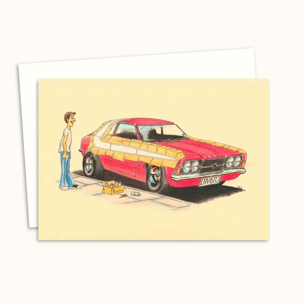 Seventies Car Greetings Card: Car Lover Birthday Card - Blank Inside (307)