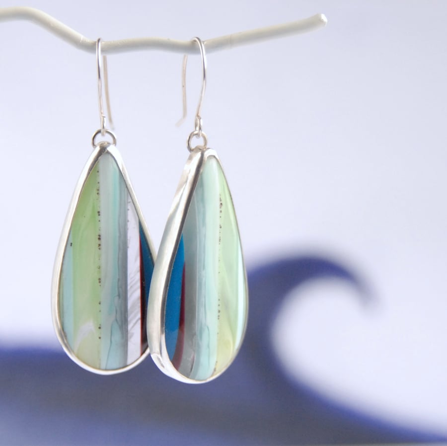 Cornish surfite earrings - mint and aqua