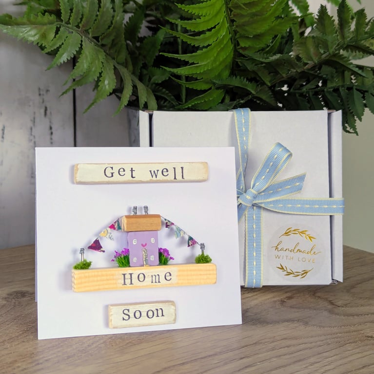 Get Well Soon Card With Removable Wooden Cottage Gift