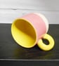 Mug New Pink and Yellow glazed stoneware Ceramic. - Image 5