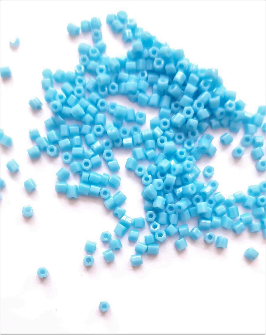 Turquoise Blue Hexagon beads, size 11, small beads for jewellery making