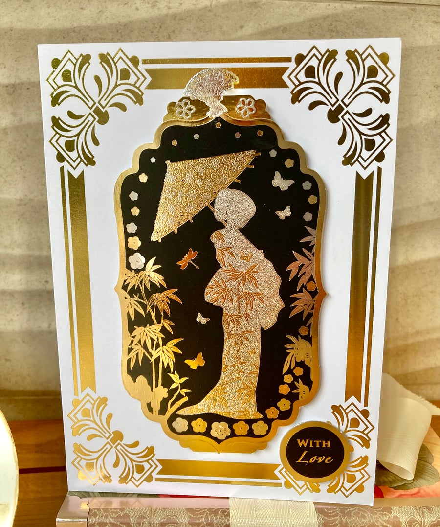 Japanese Geisha Greetings Card. Blank Japanese Card.