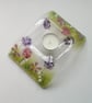 Candle arch, fused glass floral tealight rest, alliums and Lily of the valley, g - Image 2