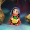 Tiny Dairy Gnome 'Agnes' with cheese wedge OOAK Sculpt by Ann Galvin
