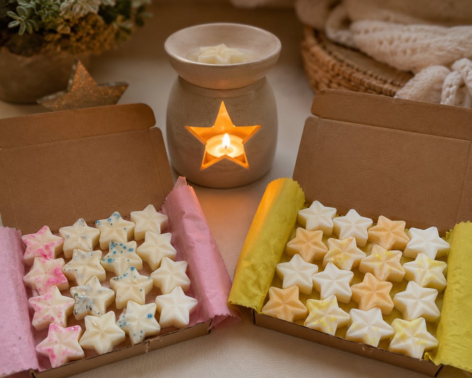 Handmade Star Wax Melts Gift Box , 16 Stars , Highly Scented, Vegan, Uk