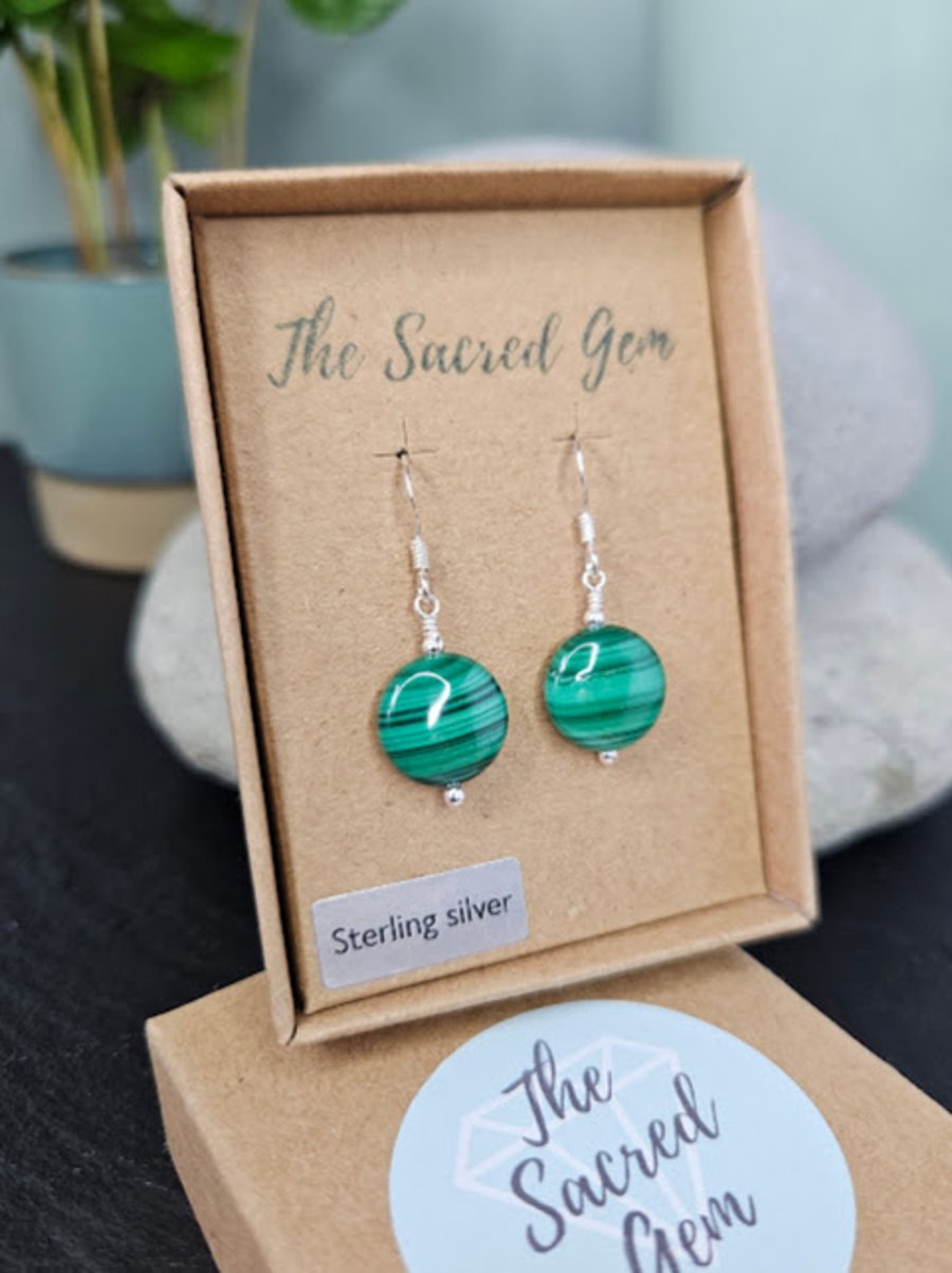 Malachite and Sterling Silver Earrings