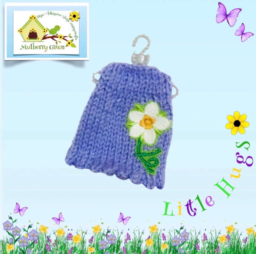 Reserved for Claire - Lavender embroidered Dress to fit the Little Hugs dolls 