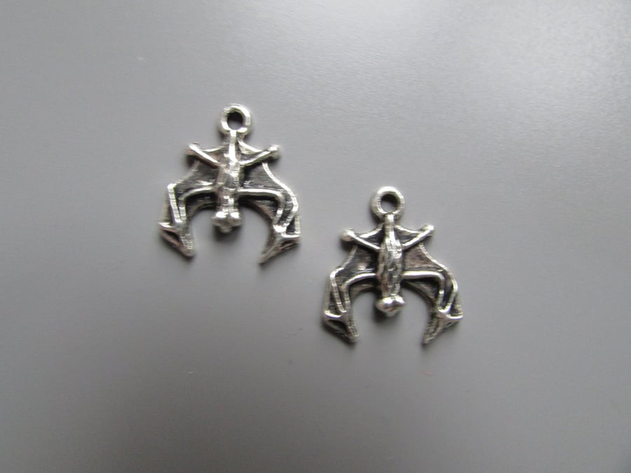 Bat Tibetan silver Jewellery Charm X 2 LARP Steampunk