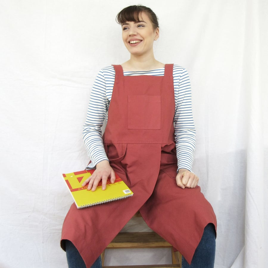 PETITE SIZE Split Leg Pottery Apron with Crossback Straps.